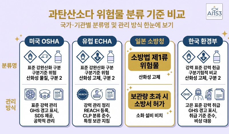 미국 유럽 일본 한국 과탄산소다 안전 기준 비교표
