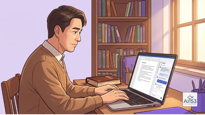 구글 Docs로 설교문 초안을 작성하는 목사님 일러스트
