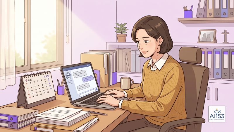 클로드 AI 채팅으로 교회 문서를 작성하는 행정 담당자