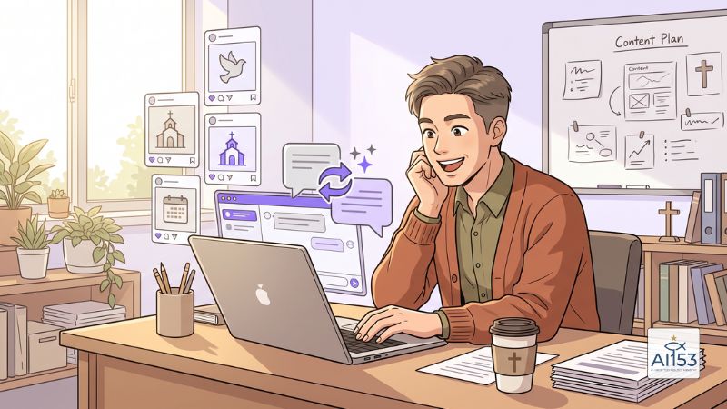 ChatGPT로 교회 SNS 콘텐츠를 만드는 청년 사역자 일러스트
