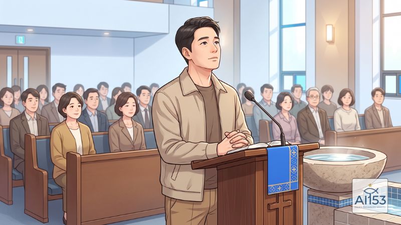 세례식 신앙 고백 장면 