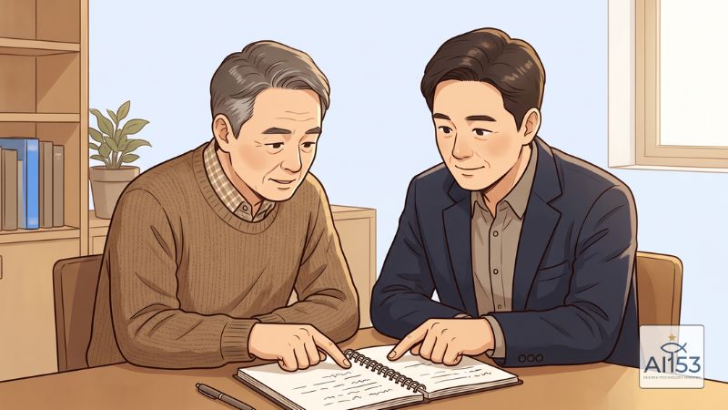 당회에서 회의록을 함께 확인하는 장면